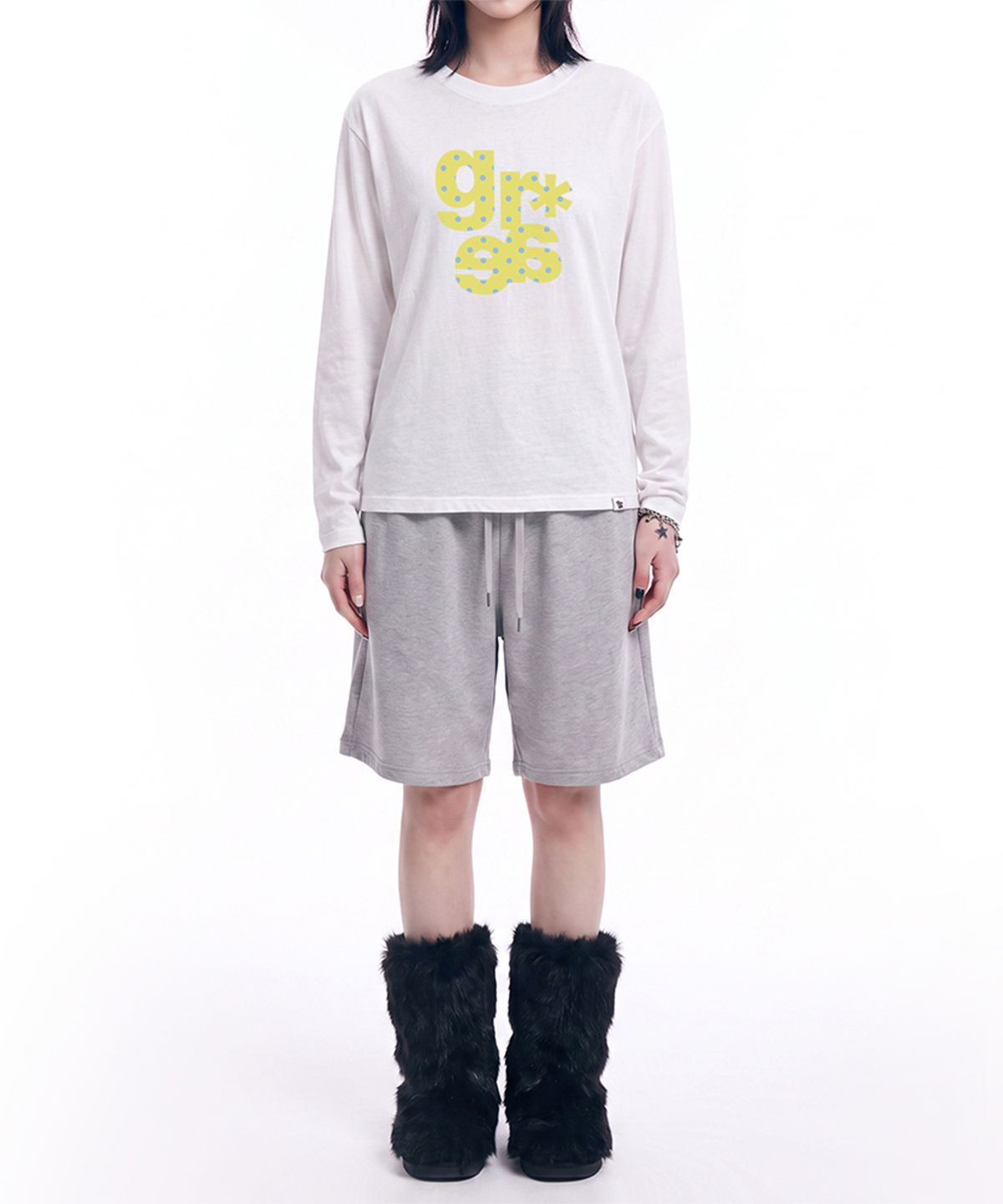 그레이버(GRAVER) [UNISEX]GRAE-S DOT 롱슬리브 티셔츠_White