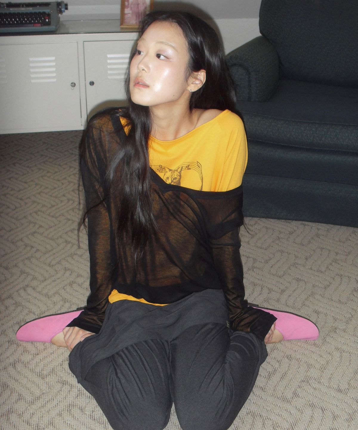 포에브(POEV) Melody Cat Raglan Top - Orange