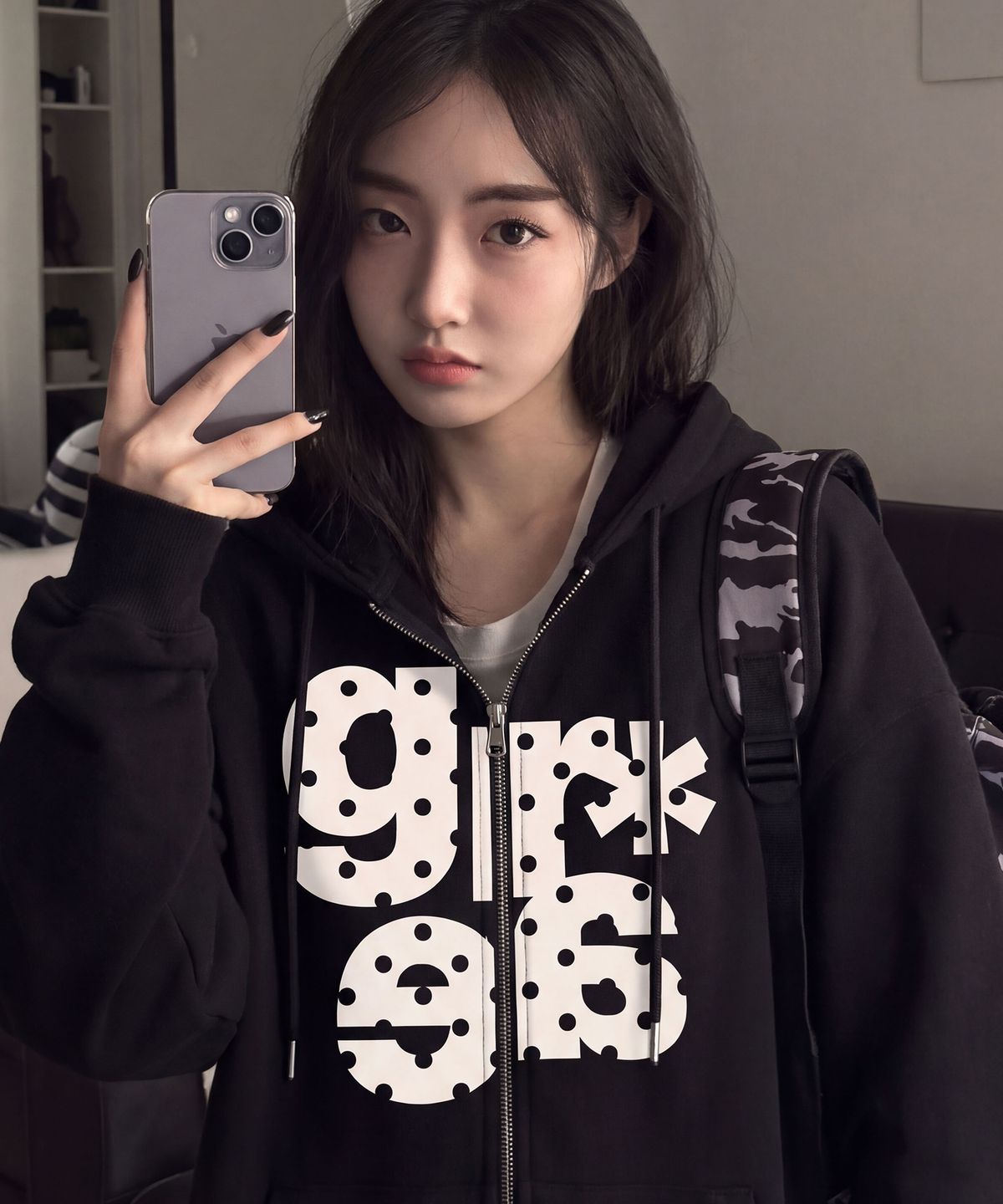 그레이버(GRAVER) [UNISEX]GRAE-S DOT 후드집업_Black