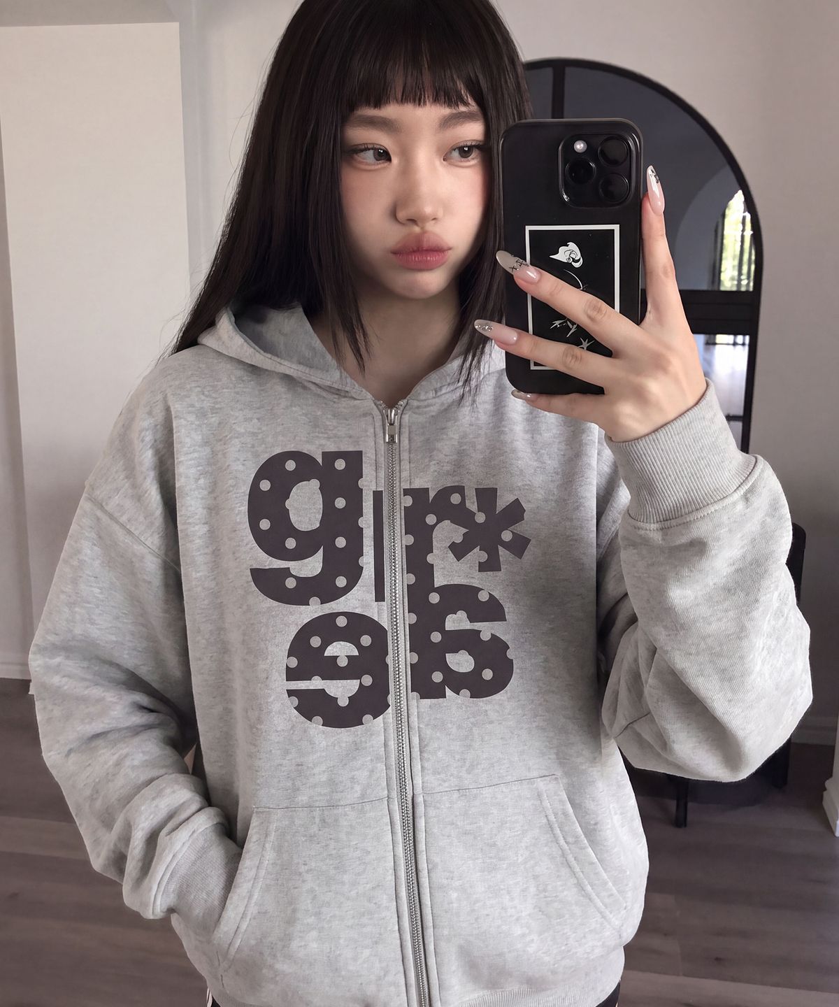 그레이버(GRAVER) [UNISEX]GRAE-S DOT 후드집업_Black