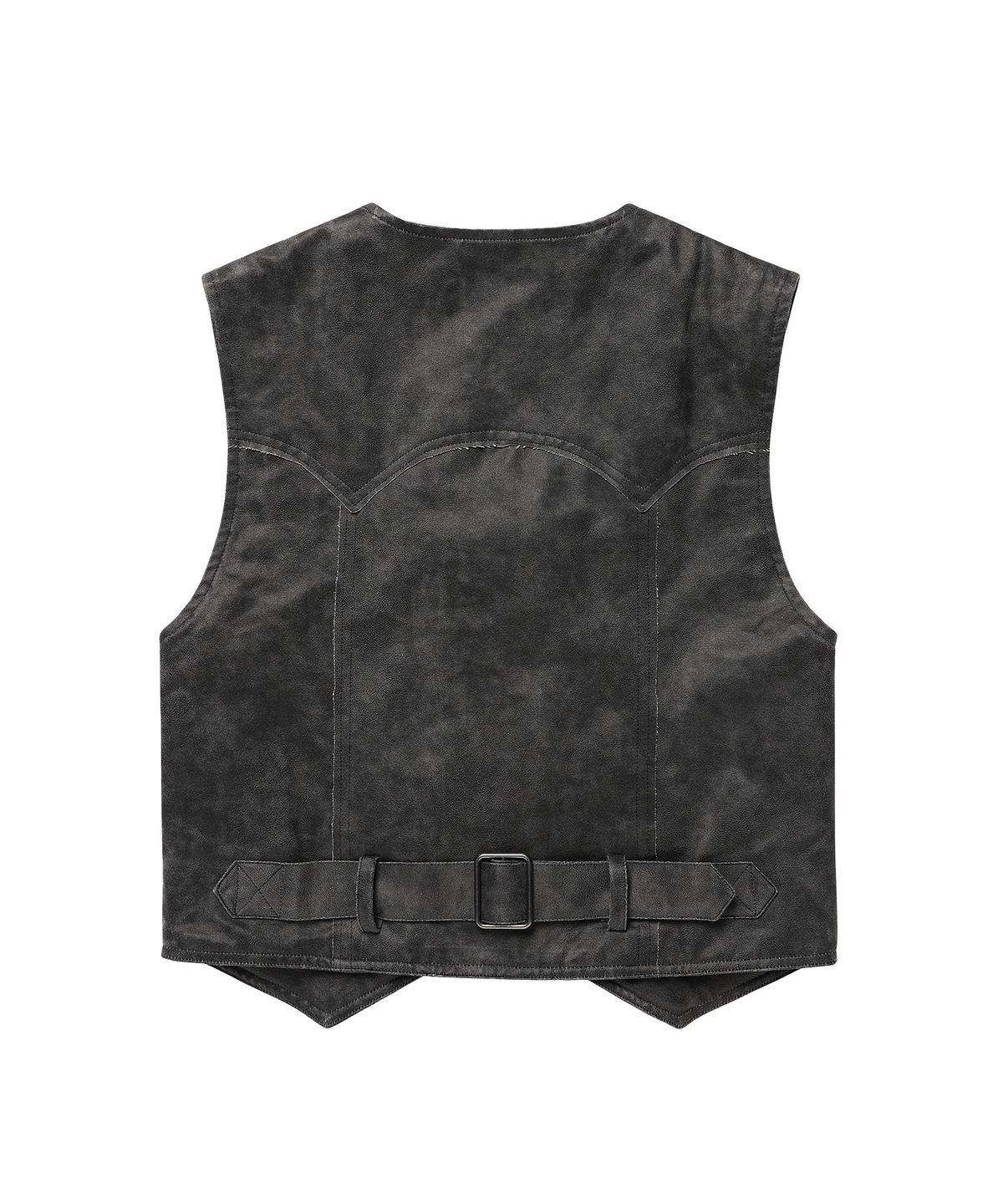 더바이닐하우스(THEVINYLHOUSE) FADED LEATHER VEST JACKET BLACK