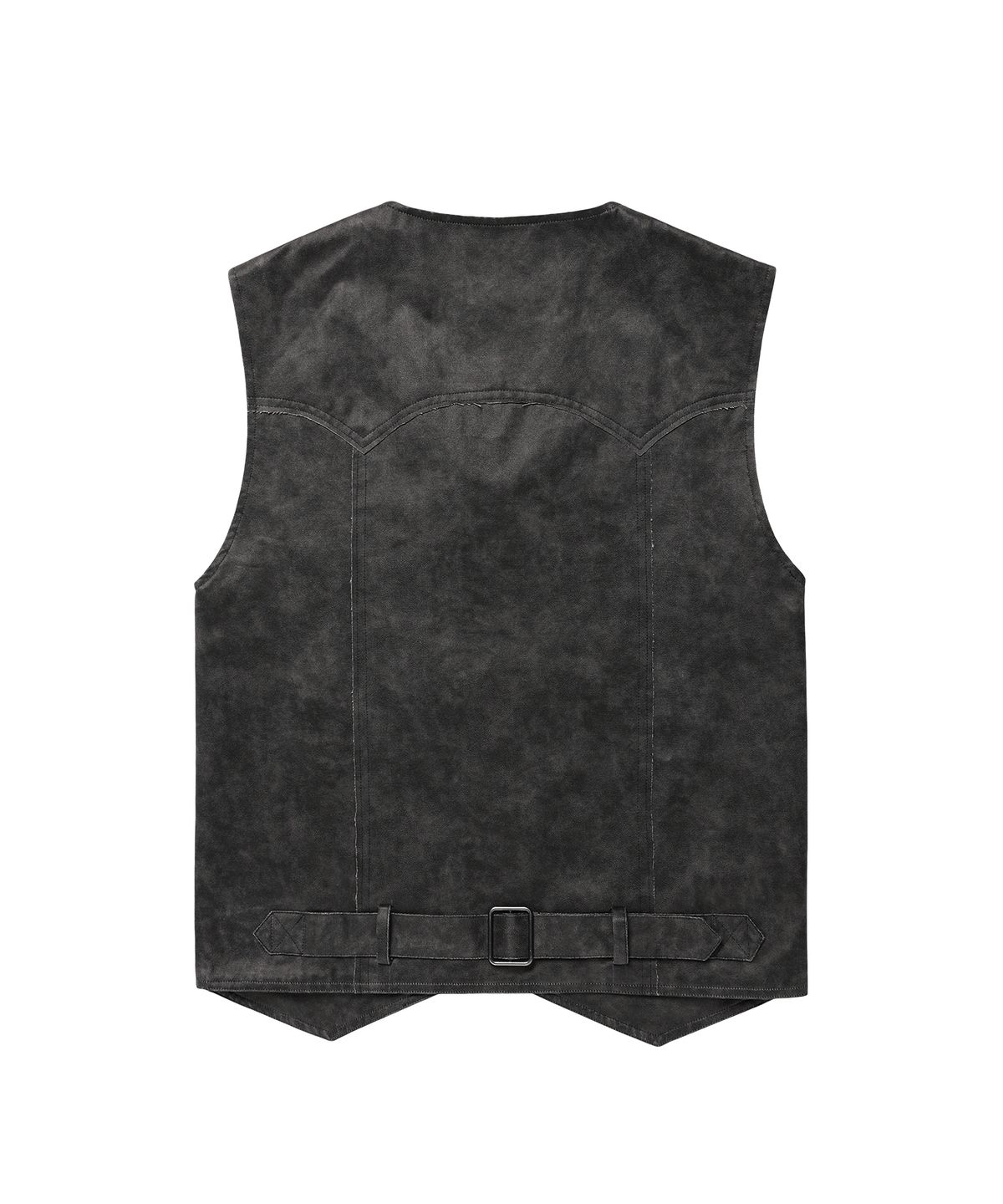 더바이닐하우스(THEVINYLHOUSE) FADED LEATHER VEST JACKET BLACK