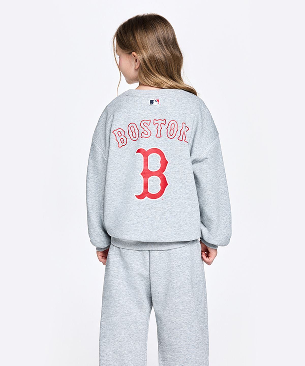 엠엘비 키즈(MLB KIDS) 스포티브 시그니처 팀로고 맨투맨 세트 BOS (Melange Grey)