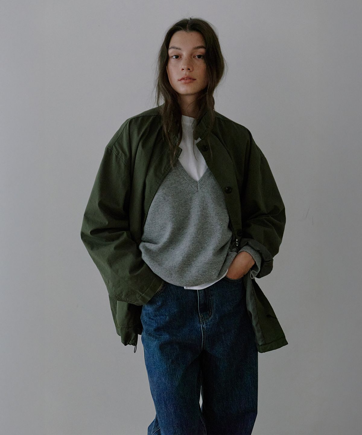 오얼즈(OURLS) Fancy Washed Field Jacket - Khaki