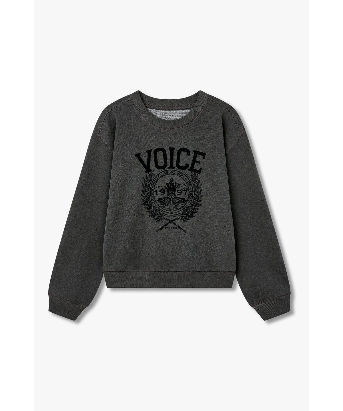 보브(VOICE OF VOICES) 피그먼트 엠블럼 맨투맨 _챠콜 _7156440001