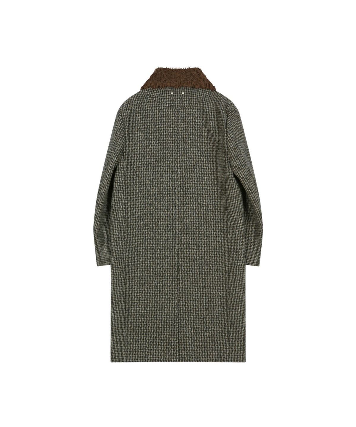 앤더슨벨(ADSB ANDERSSON BELL) DETACHABLE FUR COLLAR CHESTERFIELD TWEED COAT (DARK GREEN)