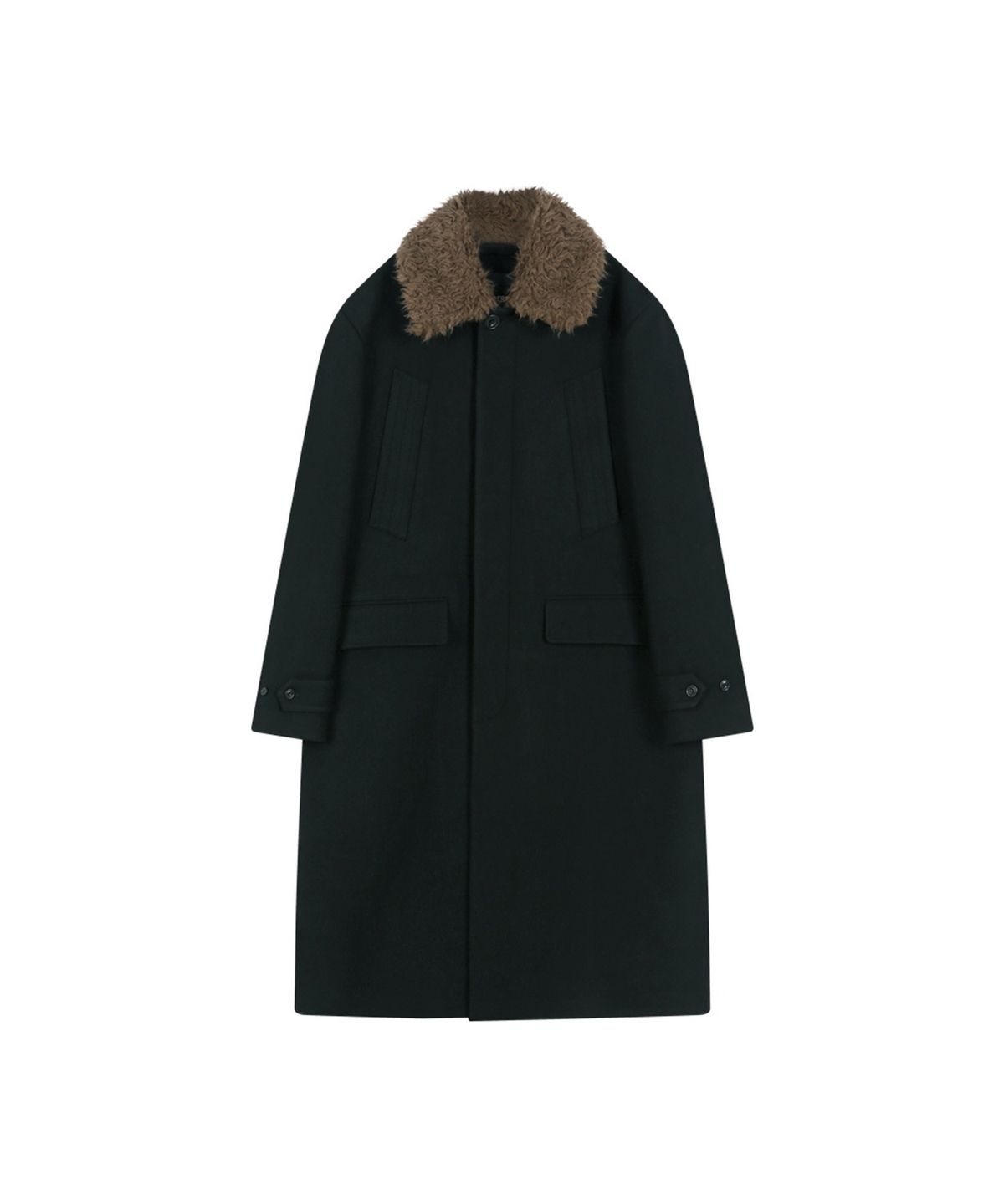 앤더슨벨(ADSB ANDERSSON BELL) DETACHABLE FUR COLLAR CHESTERFIELD COAT (BLACK)