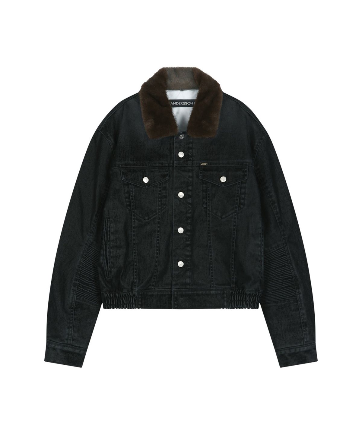 앤더슨벨(ADSB ANDERSSON BELL) UNISEX PADDED DENIM BOMBER JACKET (BLACK)