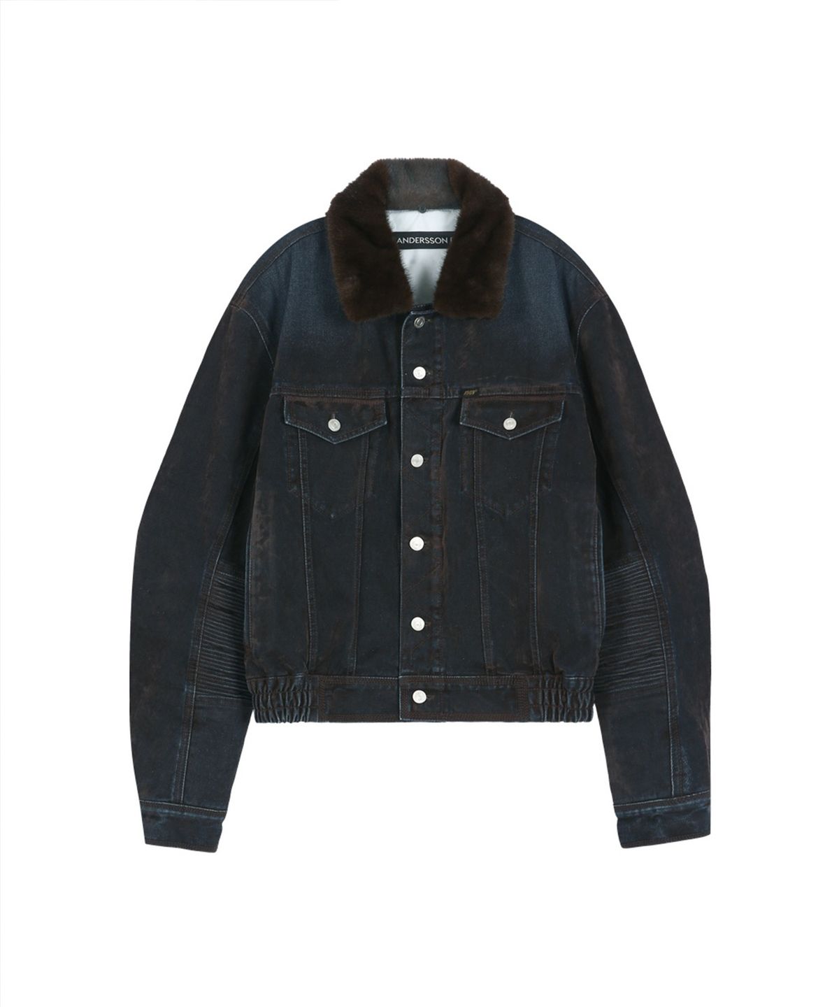 앤더슨벨(ADSB ANDERSSON BELL) UNISEX PADDED DENIM BOMBER JACKET (BROWN/BLUE)