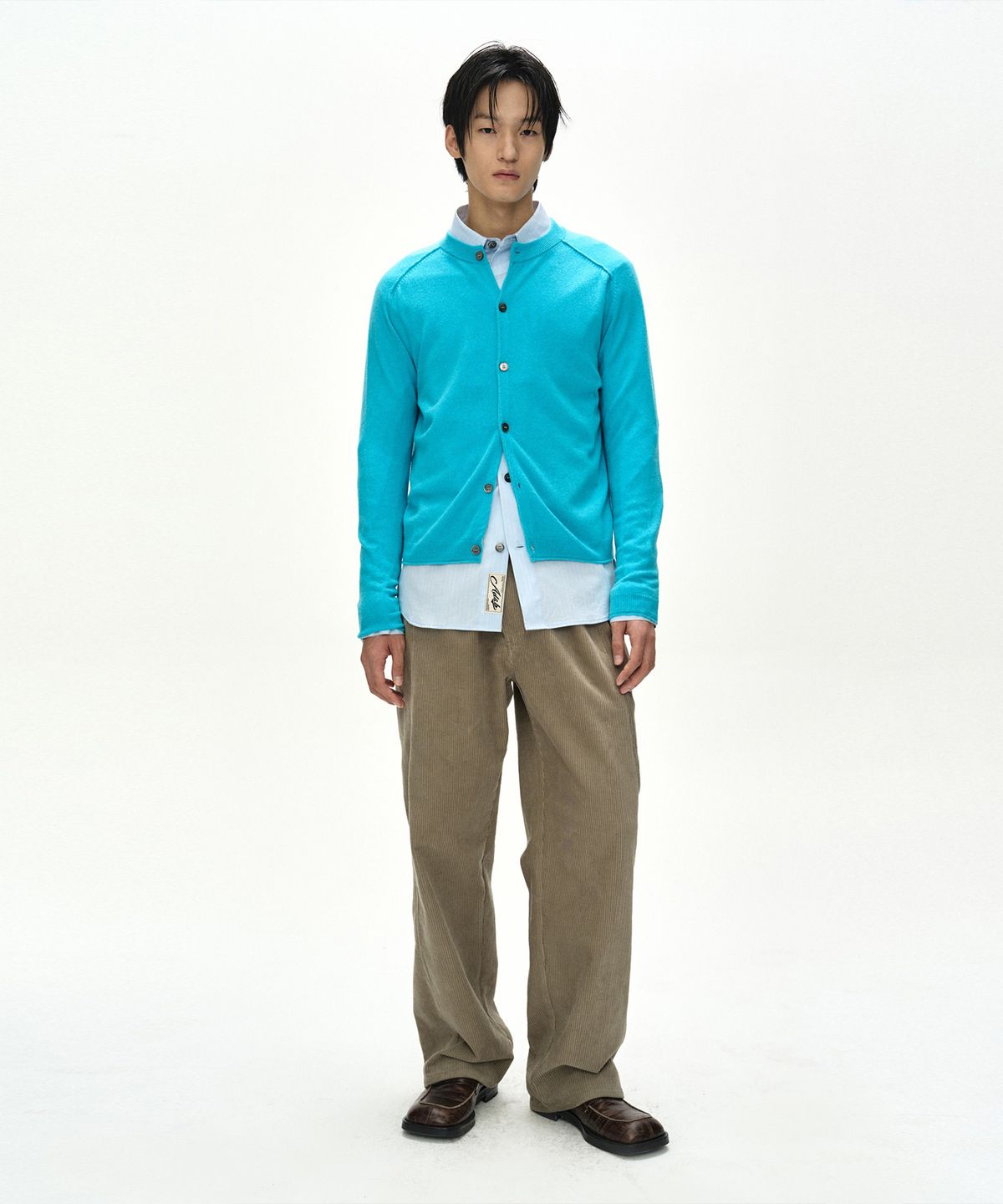 앤더슨벨(ADSB ANDERSSON BELL) SHANE CASHMERE CREW-NECK CARDIGAN (BLUE)