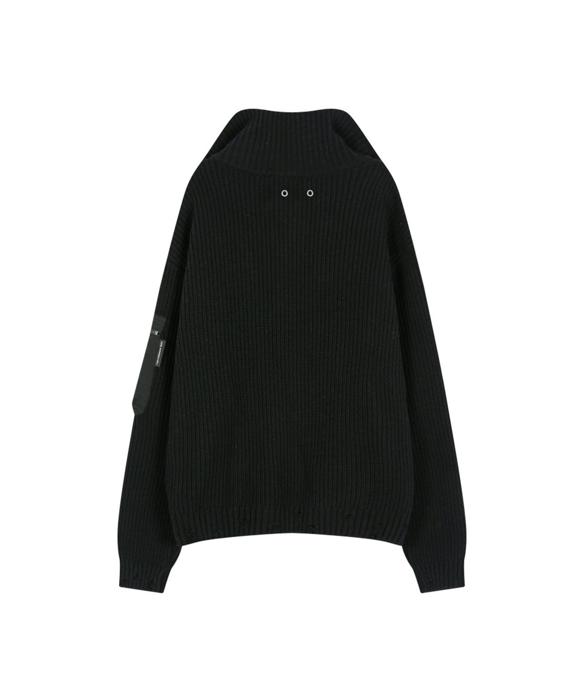 앤더슨벨(ADSB ANDERSSON BELL) DOUBLE LAYERED QUARTER ZIP-UP SWEATER (BLACK/GREY)