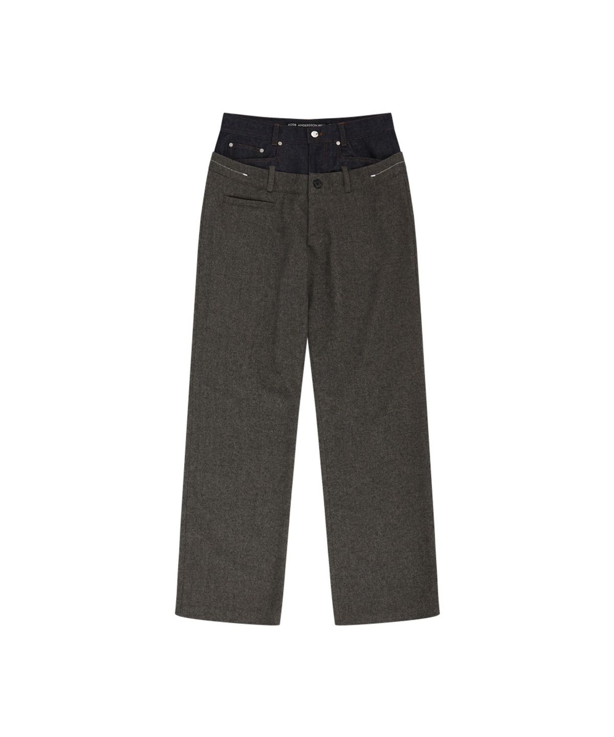 앤더슨벨(ADSB ANDERSSON BELL) DOUBLE WAIST DENIM WOOL TROUSERS (GREY/INDIGO)