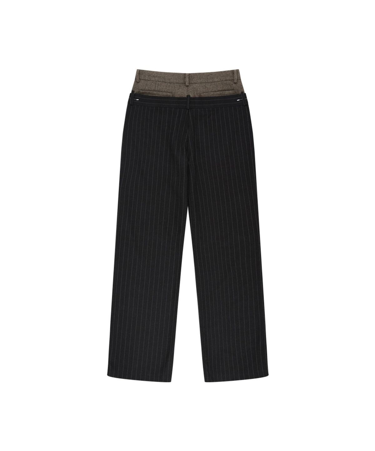 앤더슨벨(ADSB ANDERSSON BELL) DOUBLE WAIST STRIPE WOOL TROUSERS (DARK GREY/BEIGE)