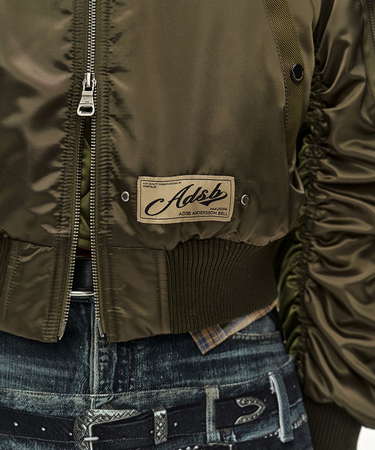 앤더슨벨(ADSB ANDERSSON BELL) UNISEX FLARE COLLAR MA-1 PARKA (KHAKI BROWN)