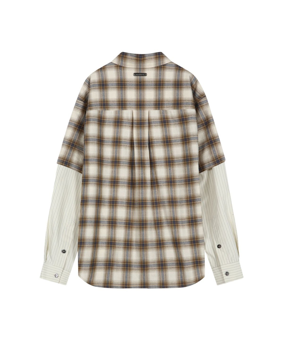 앤더슨벨(ADSB ANDERSSON BELL) SLEEVE LAYERED CHECK SHIRT (IVORY STRIPE)