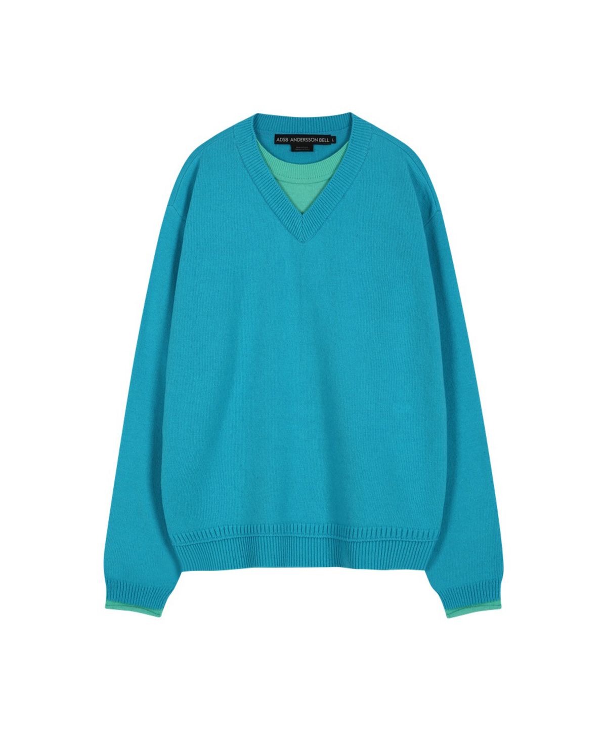 앤더슨벨(ADSB ANDERSSON BELL) UNISEX LAYERED V-NECK SWEATER (SKY BLUE)