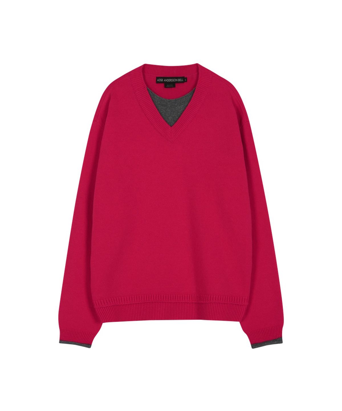 앤더슨벨(ADSB ANDERSSON BELL) UNISEX LAYERED V-NECK SWEATER (MAGENTA)
