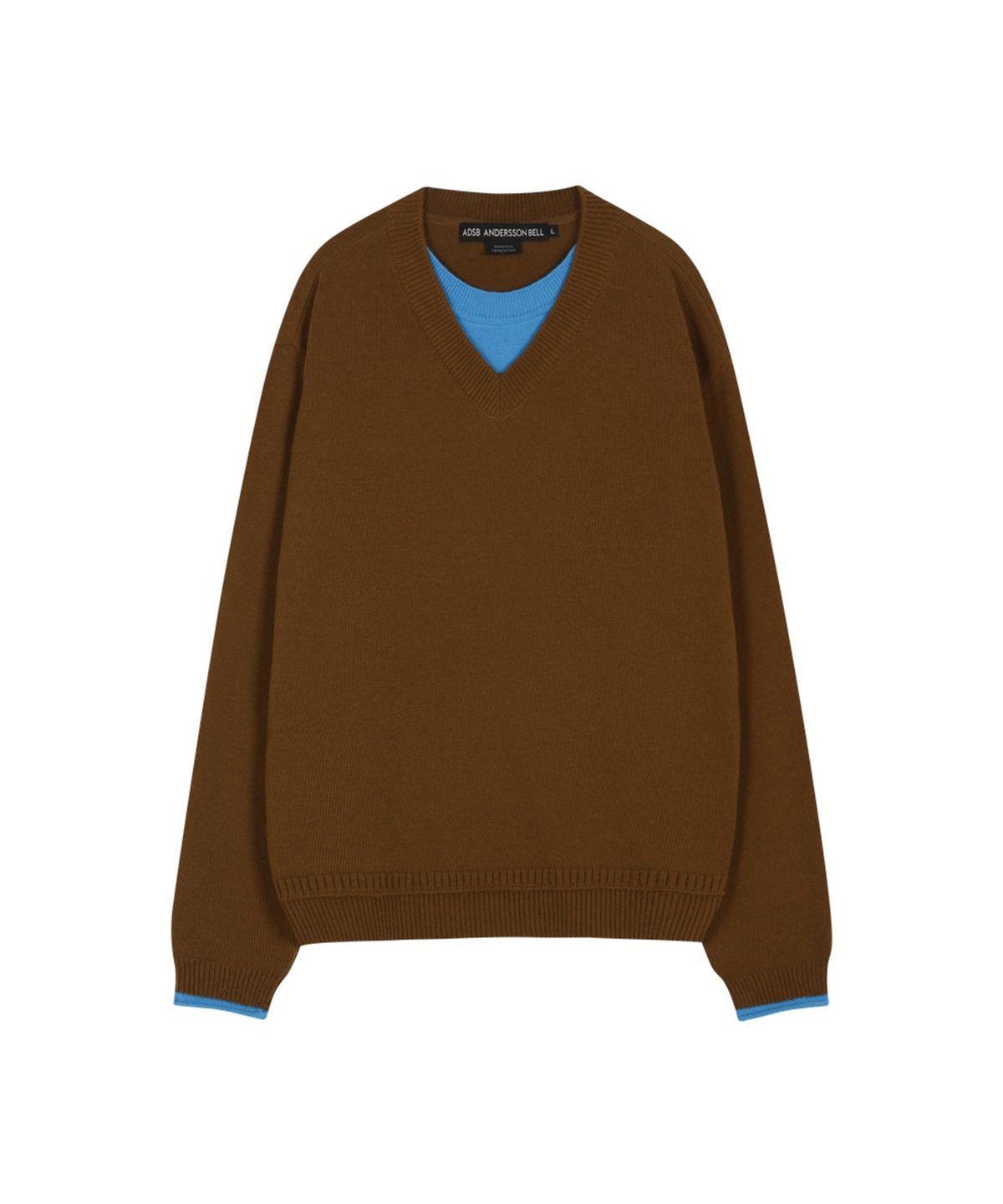 앤더슨벨(ADSB ANDERSSON BELL) UNISEX LAYERED V-NECK SWEATER (BROWN)