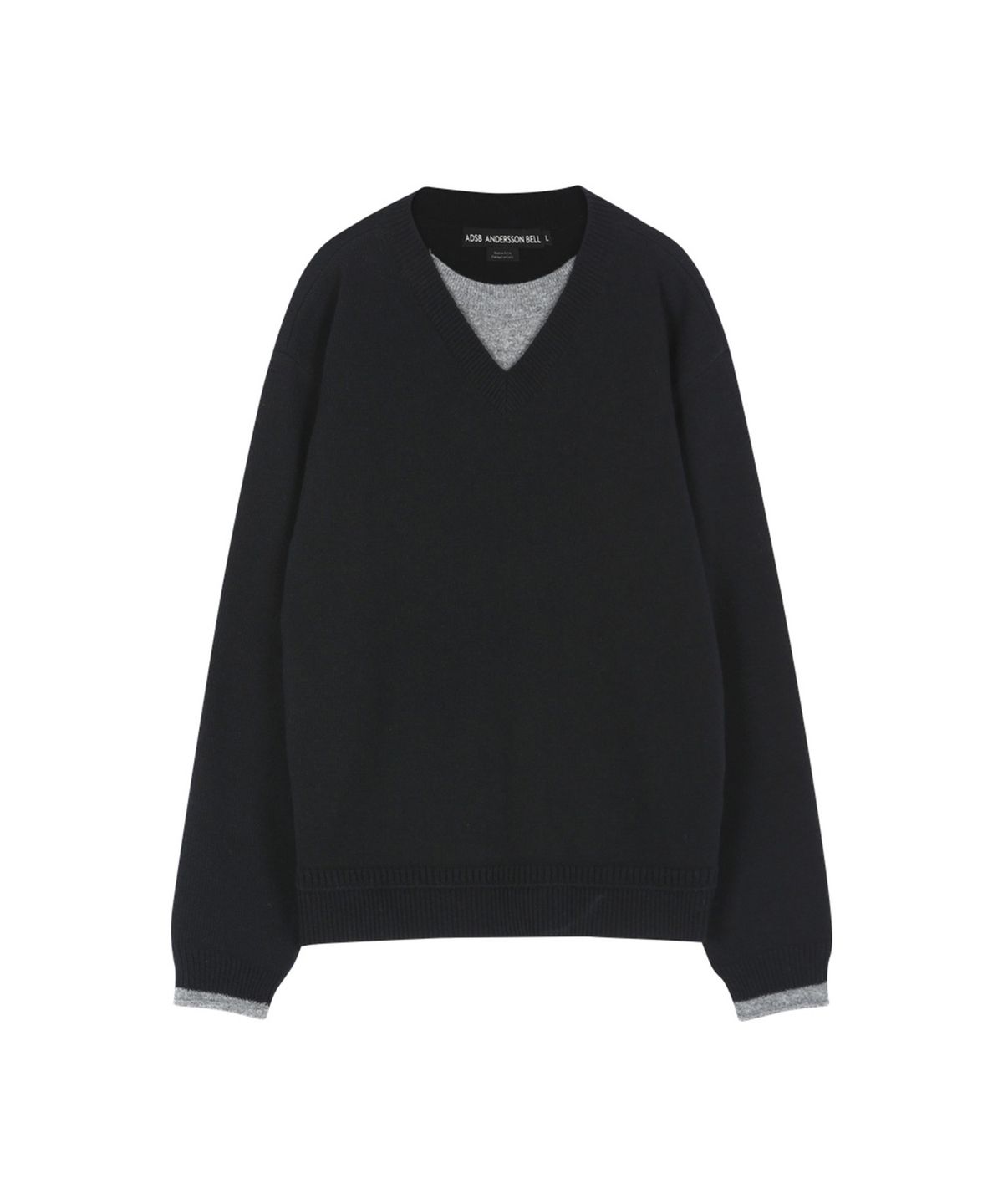 앤더슨벨(ADSB ANDERSSON BELL) UNISEX LAYERED V-NECK SWEATER (BLACK)