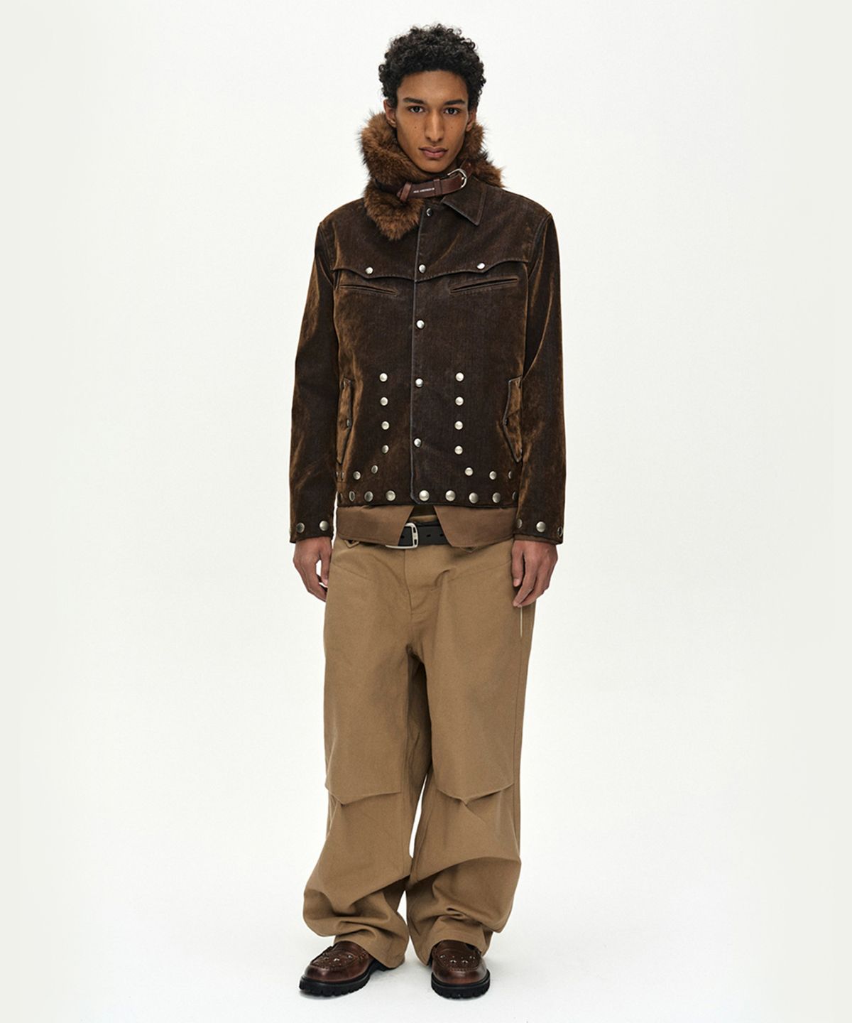 앤더슨벨(ADSB ANDERSSON BELL) BELTED FUR SHORT MUFFLER (BROWN)