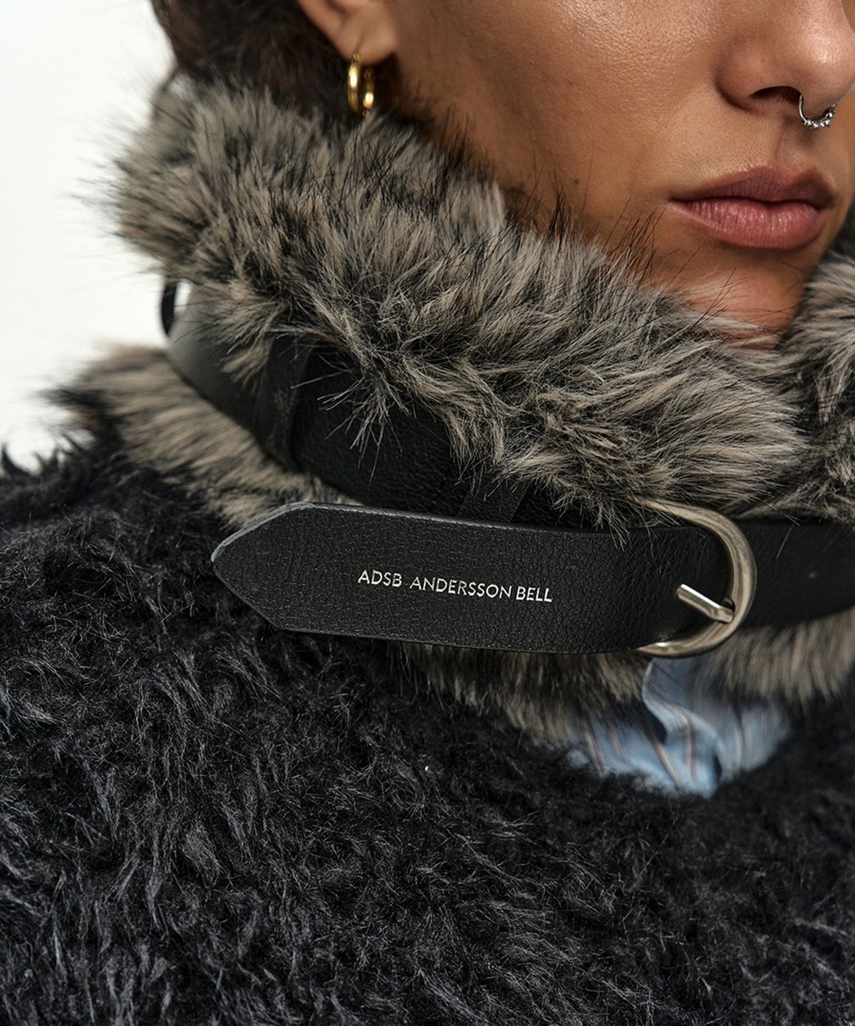 앤더슨벨(ADSB ANDERSSON BELL) BELTED FUR SHORT MUFFLER (GREY)