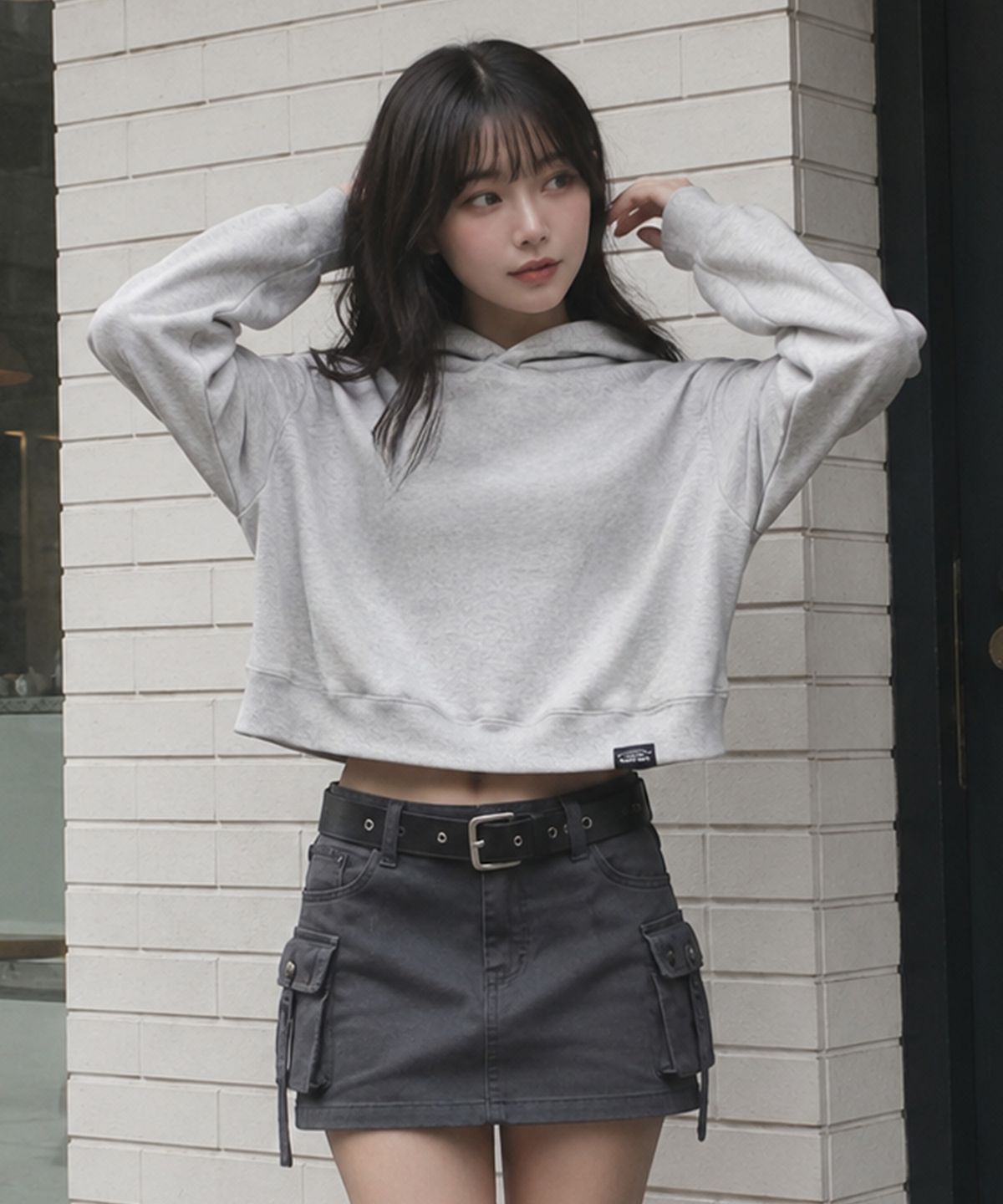 페이드(PEID) PD 베이직 크롭 후드티 2Color
