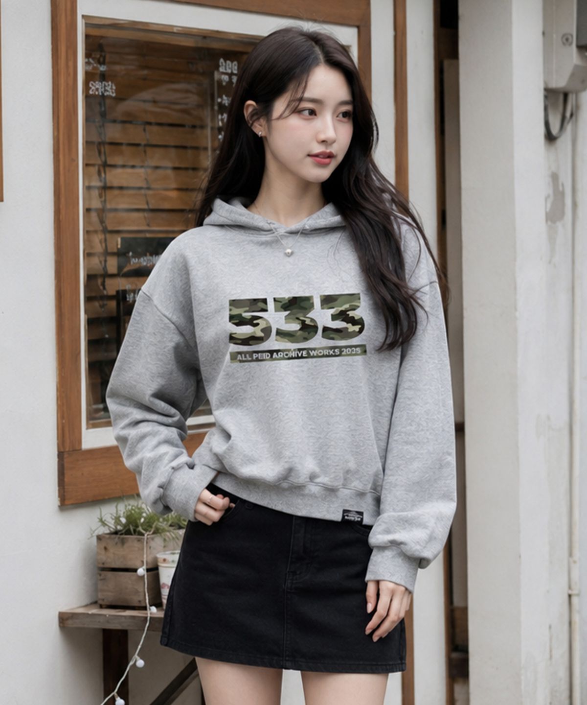 페이드(PEID) PD 533 크롭 후드티 2Color