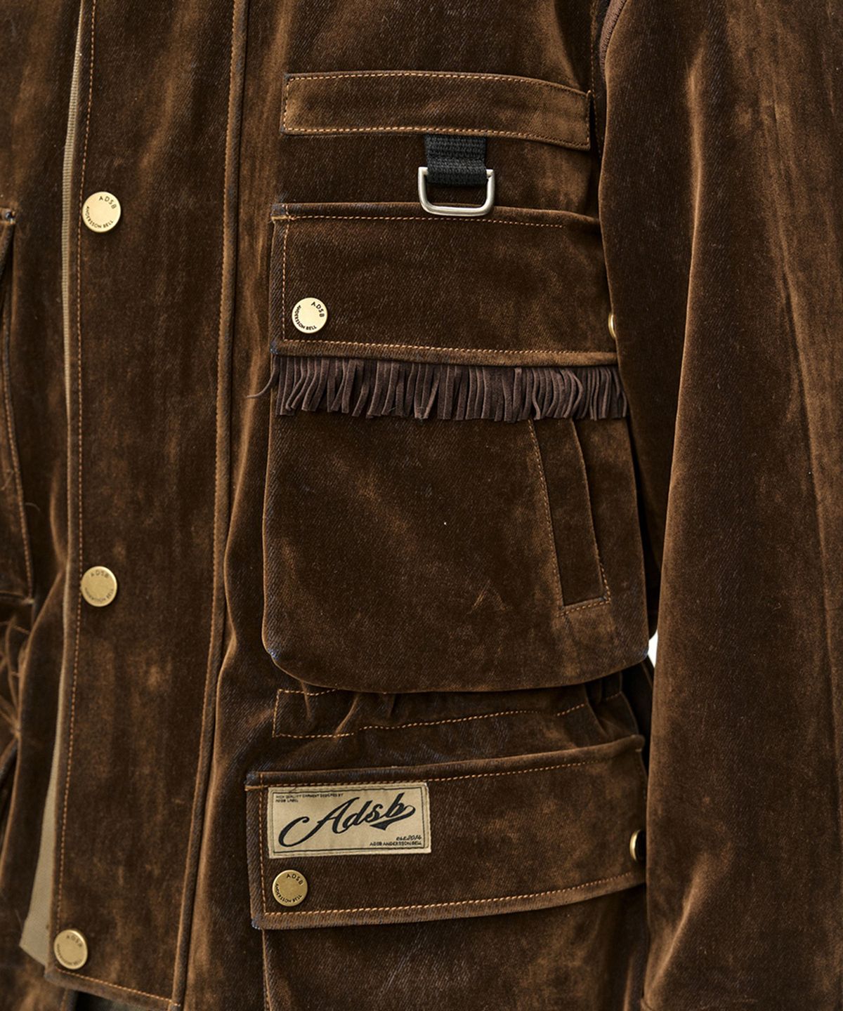 앤더슨벨(ADSB ANDERSSON BELL) MULTI-POCKET VELVET SAFARI JACKET (BROWN)