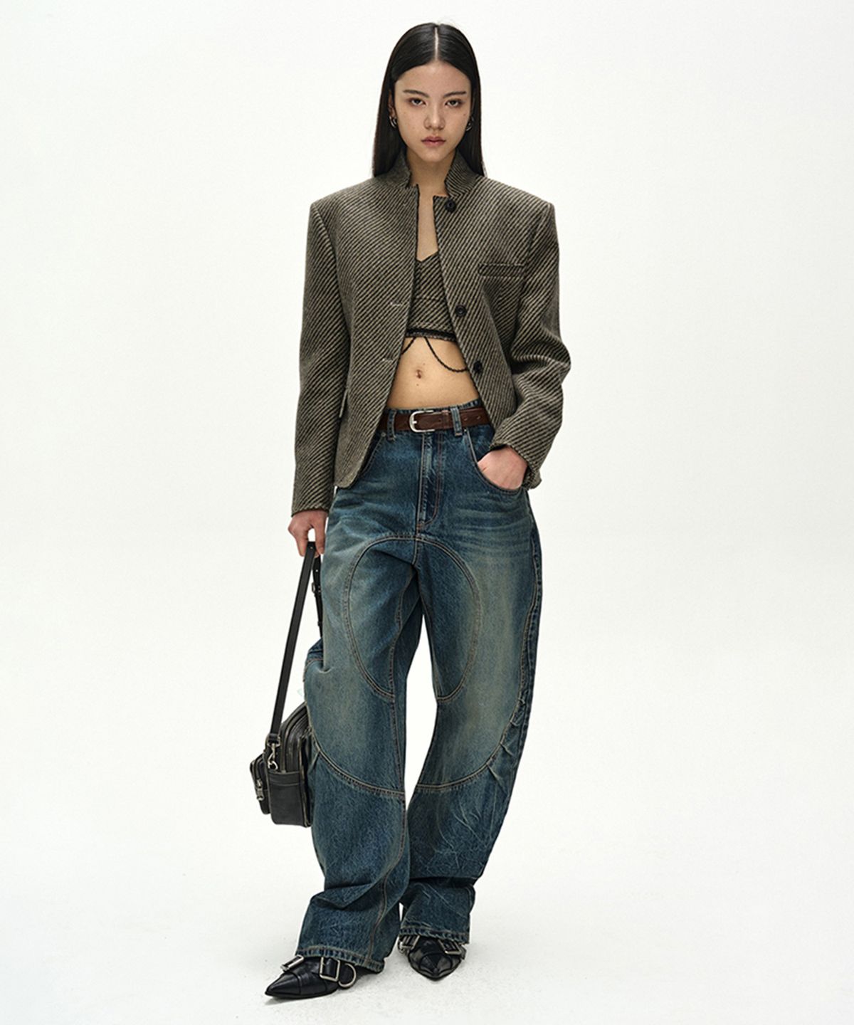 앤더슨벨(ADSB ANDERSSON BELL) WOOL TWILL CROPPED TAILORED JACKET (BROWN)