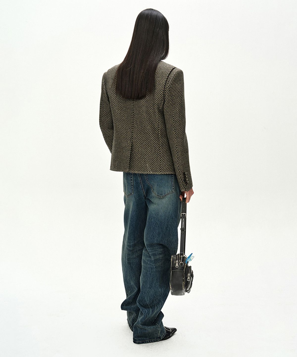 앤더슨벨(ADSB ANDERSSON BELL) WOOL TWILL CROPPED TAILORED JACKET (BROWN)