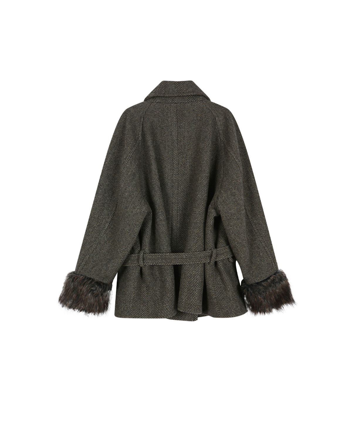 앤더슨벨(ADSB ANDERSSON BELL) FUR CUFF HIGH NECK COAT (BROWN)