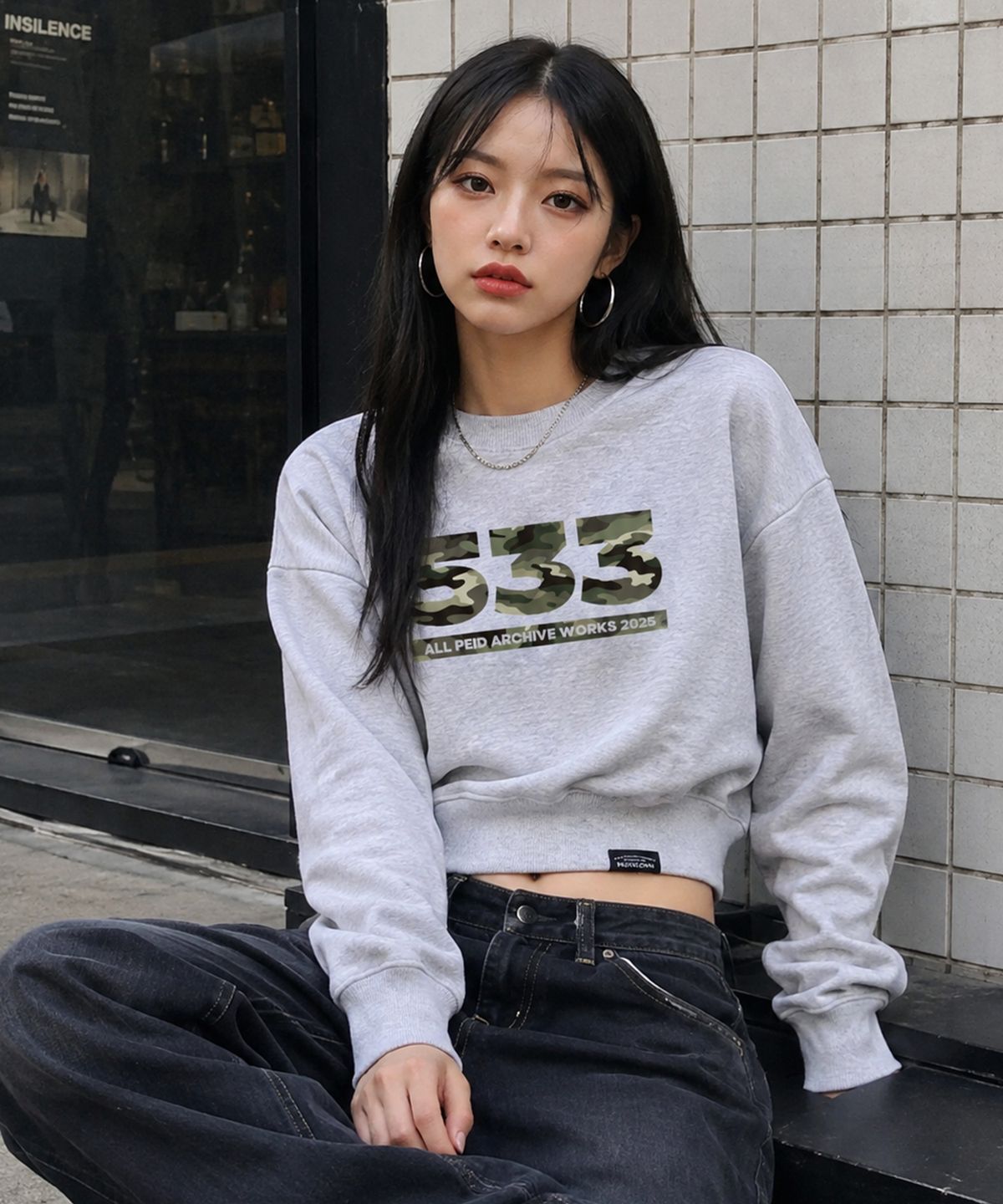 페이드(PEID) PD 533 크롭 맨투맨 2Color