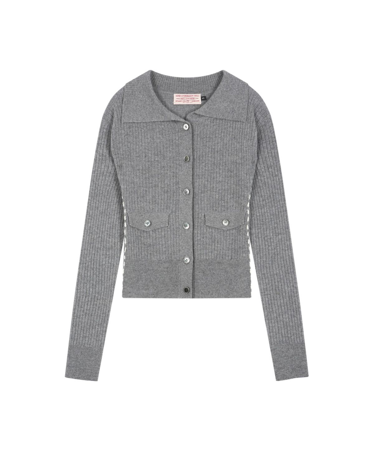 앤더슨벨(ADSB ANDERSSON BELL) CASHMERE HAND STITCHED RIB CARDIGAN (MELANGE GREY)