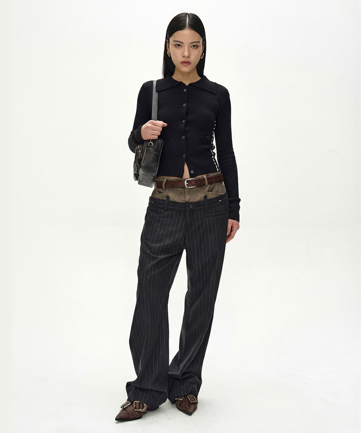 앤더슨벨(ADSB ANDERSSON BELL) CASHMERE HAND STITCHED RIB CARDIGAN (BLACK)