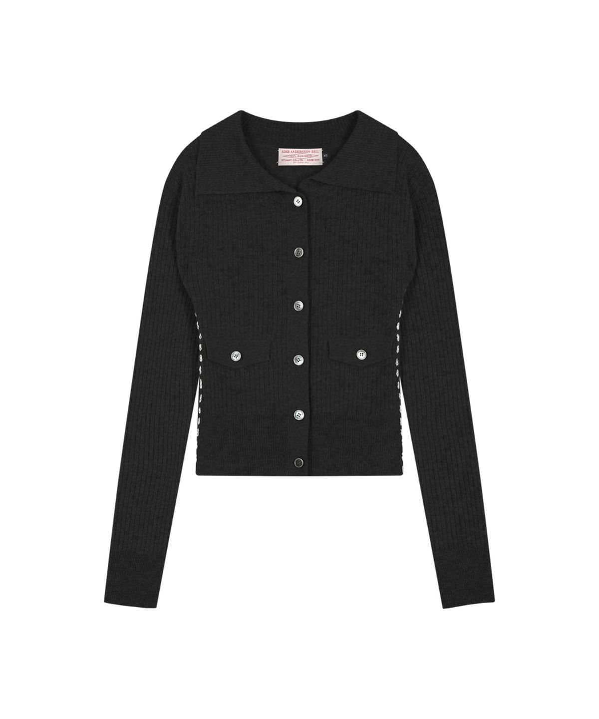 앤더슨벨(ADSB ANDERSSON BELL) CASHMERE HAND STITCHED RIB CARDIGAN (BLACK)