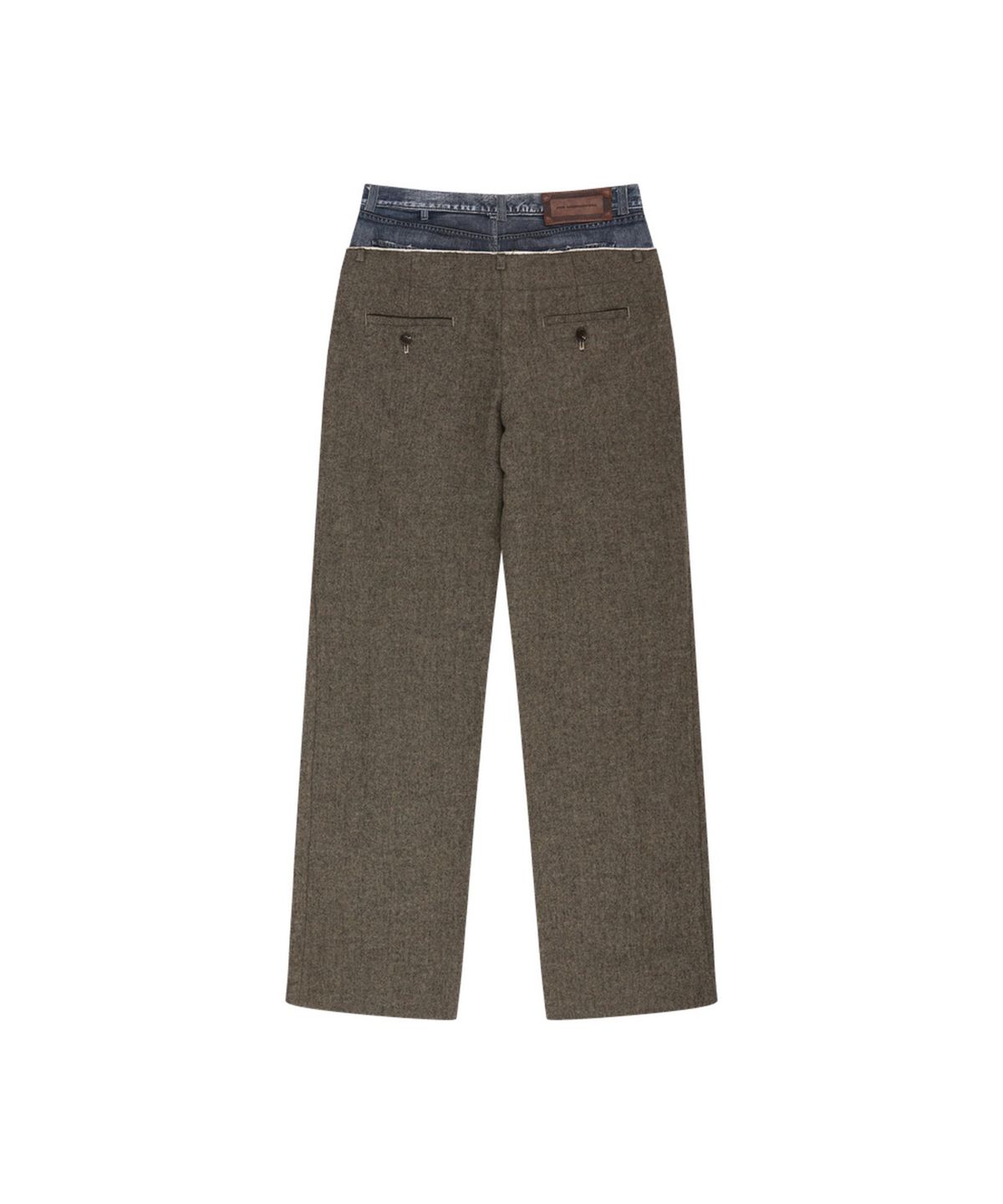 앤더슨벨(ADSB ANDERSSON BELL) DENIM-WAIST HERRINGBONE TROUSERS (KHAKI BROWN)