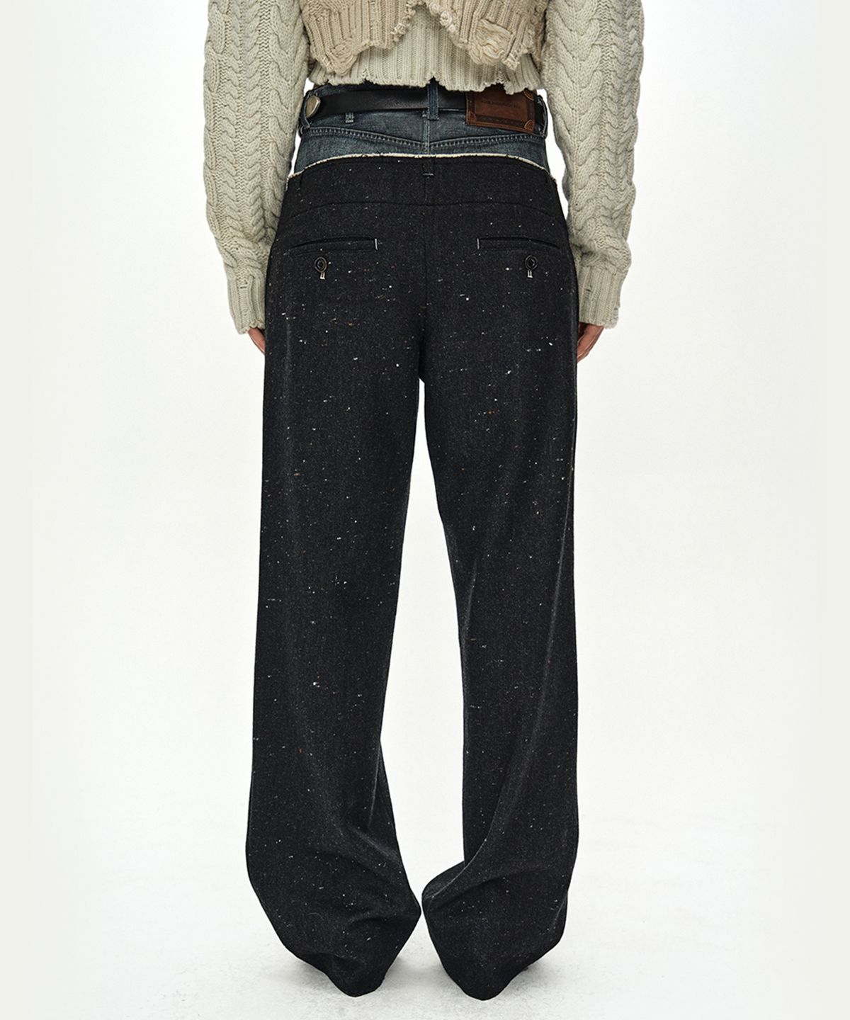 앤더슨벨(ADSB ANDERSSON BELL) DENIM-WAIST NEP WOOL TROUSERS (BLACK)