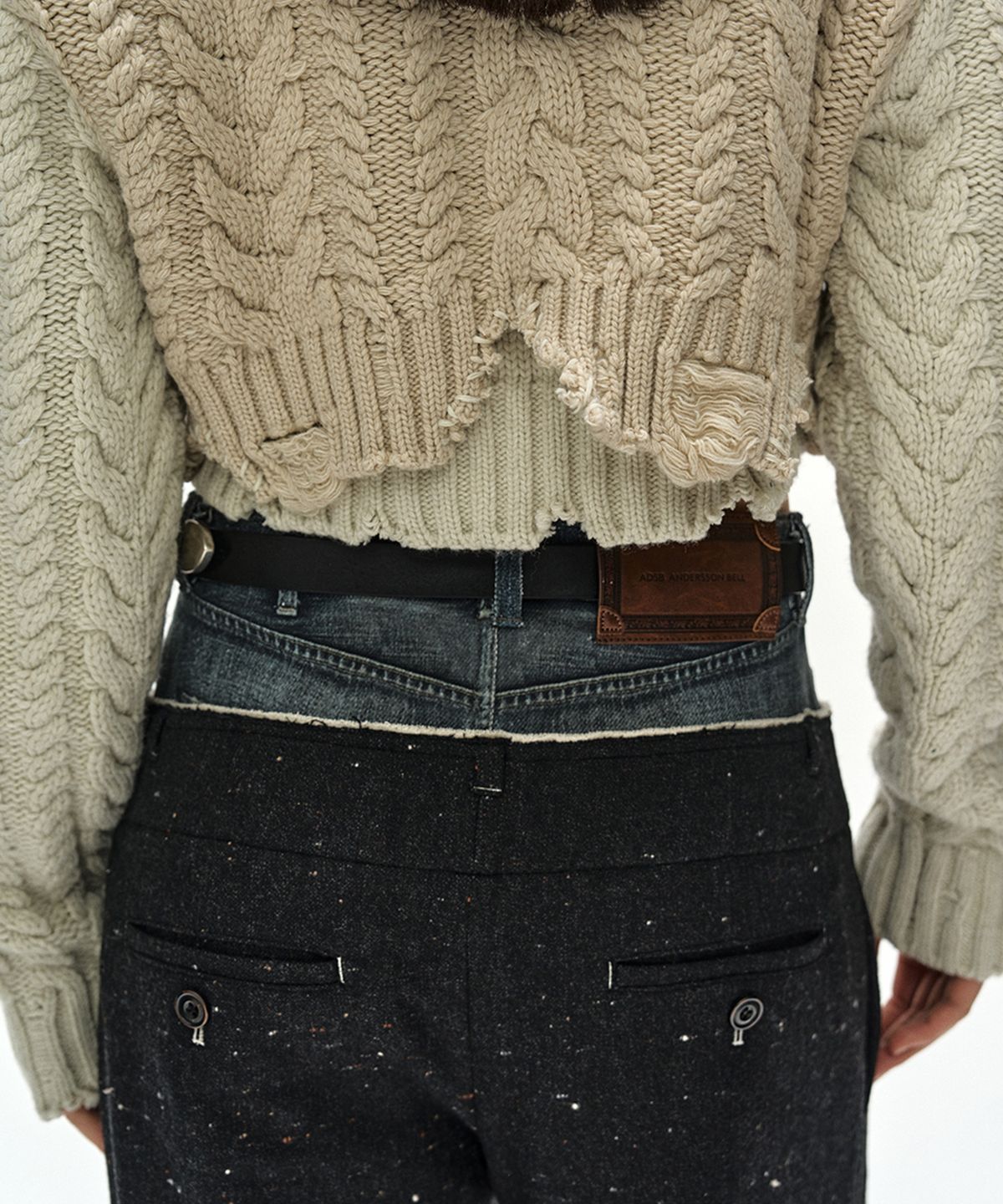 앤더슨벨(ADSB ANDERSSON BELL) DENIM-WAIST NEP WOOL TROUSERS (BLACK)