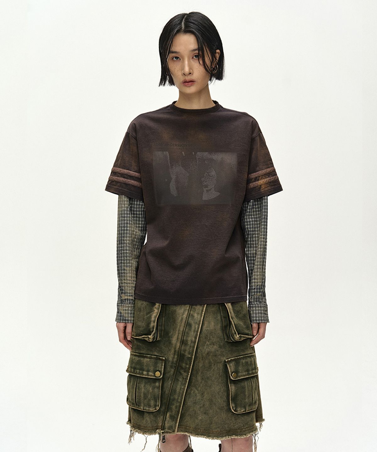 앤더슨벨(ADSB ANDERSSON BELL) CARGO POCKET WRAP SKIRT (KHAKI)