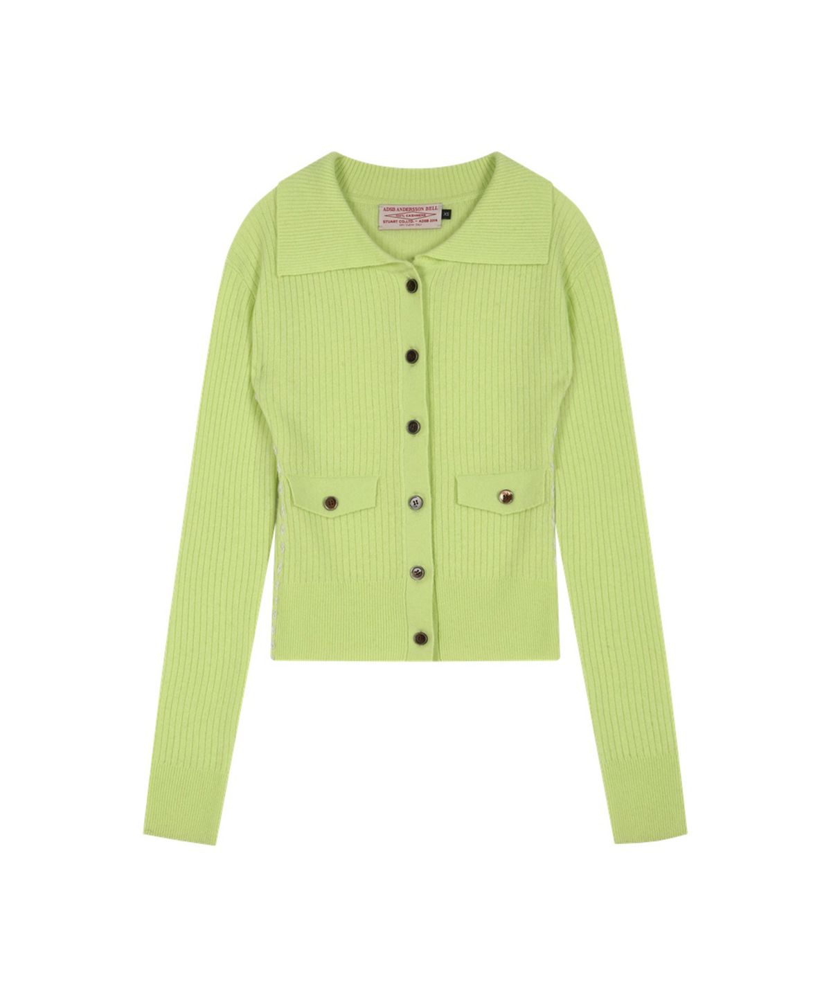 앤더슨벨(ADSB ANDERSSON BELL) CASHMERE HAND STITCHED RIB CARDIGAN (LEMON)