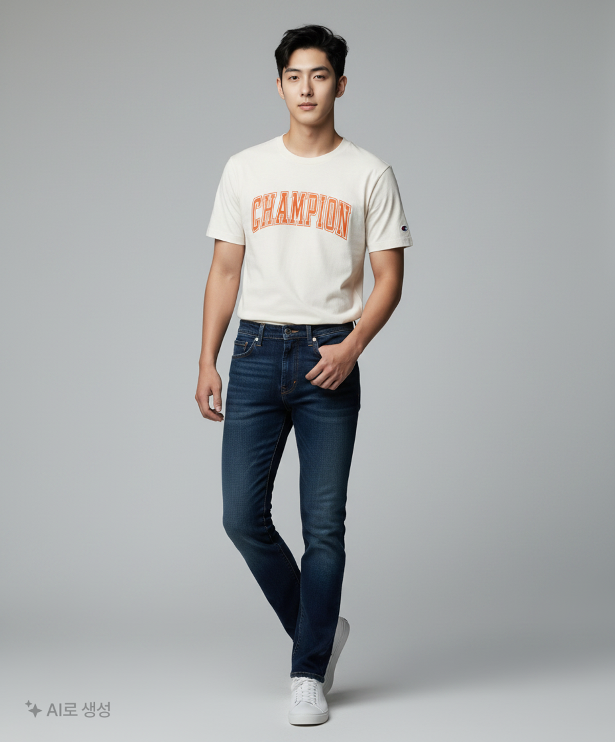 챔피온(CHAMPION) [ASIA] 레터링 반팔 티셔츠 (WHITE) CKTS1E424WT XL