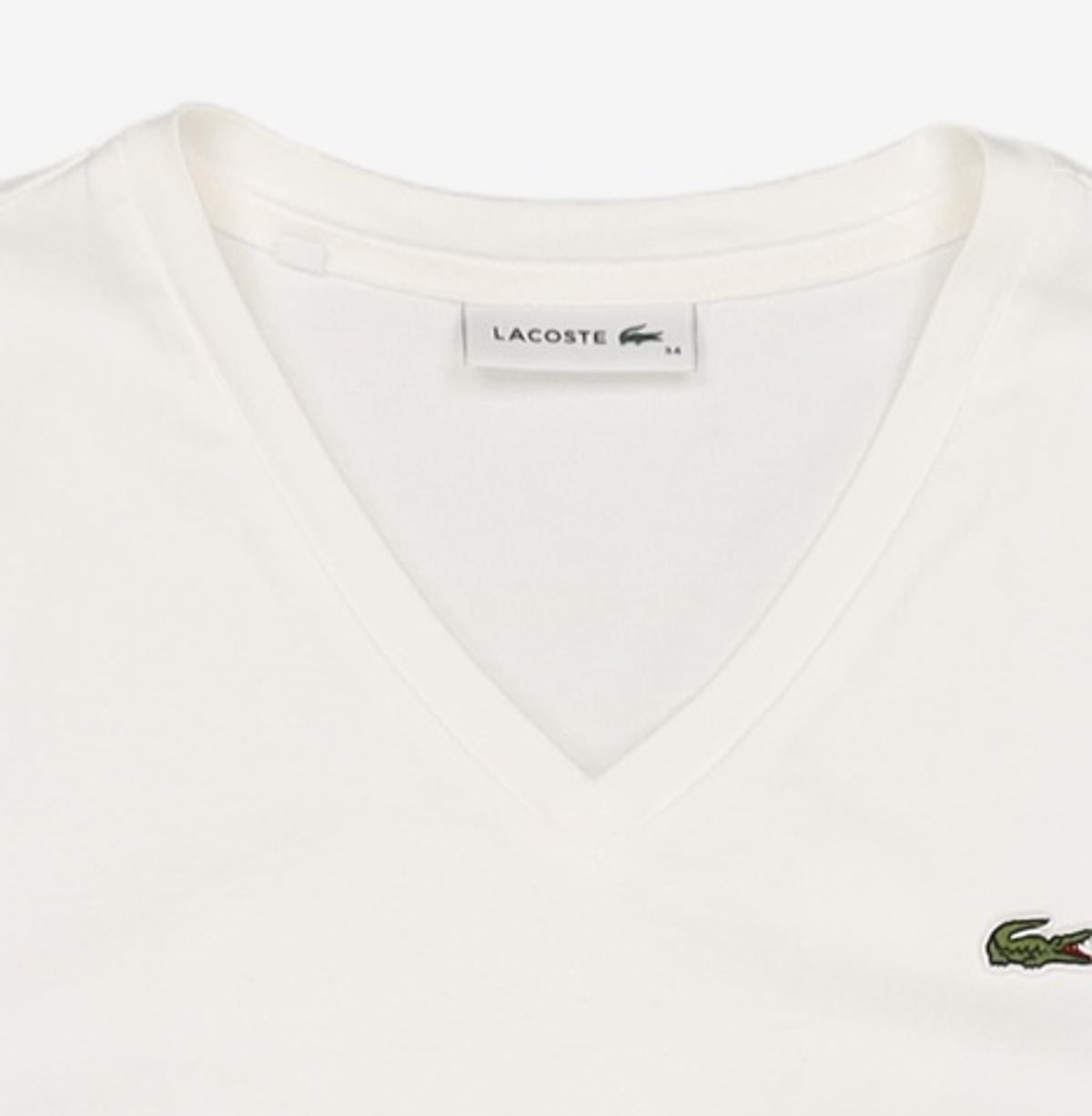 라코스테(LACOSTE) 여성 베이직 브이넥 반팔 티셔츠 [화이트] 90
