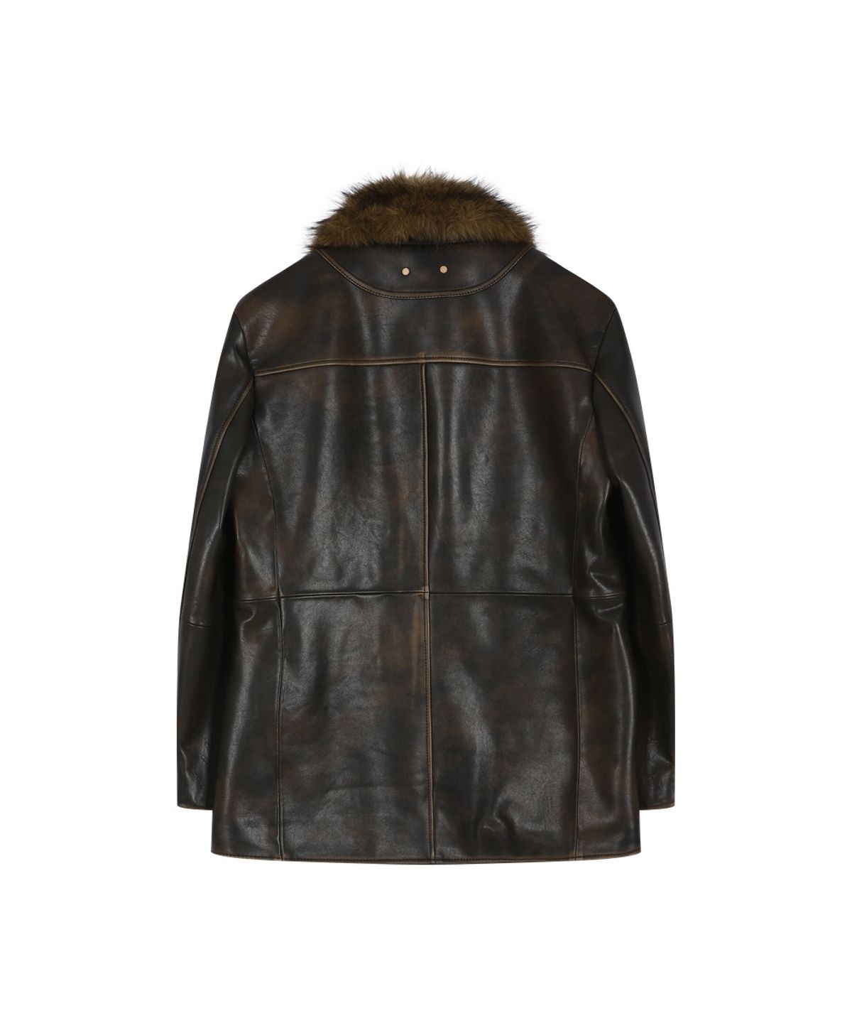 앤더슨벨(ADSB ANDERSSON BELL) FUR COLLAR FIELD LEATHER JACKET (BROWN)
