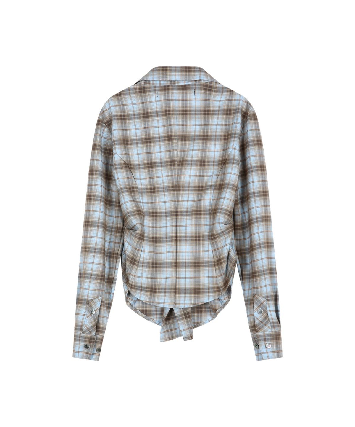 앤더슨벨(ADSB ANDERSSON BELL) CHECK DRAPED WAIST SHIRT (BLUE/ORANGE)