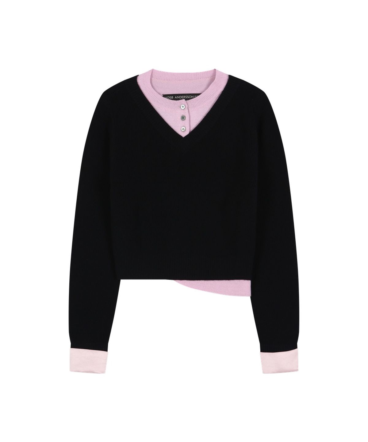 앤더슨벨(ADSB ANDERSSON BELL) LAYERED SHIRT CUFF KNIT TOP (NAVY/PINK)