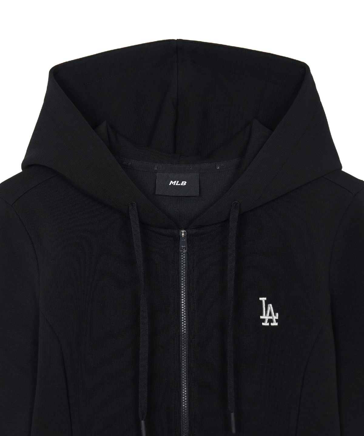엠엘비(MLB) 여성 바시티 레터링 골지 후드집업 LA (Black)