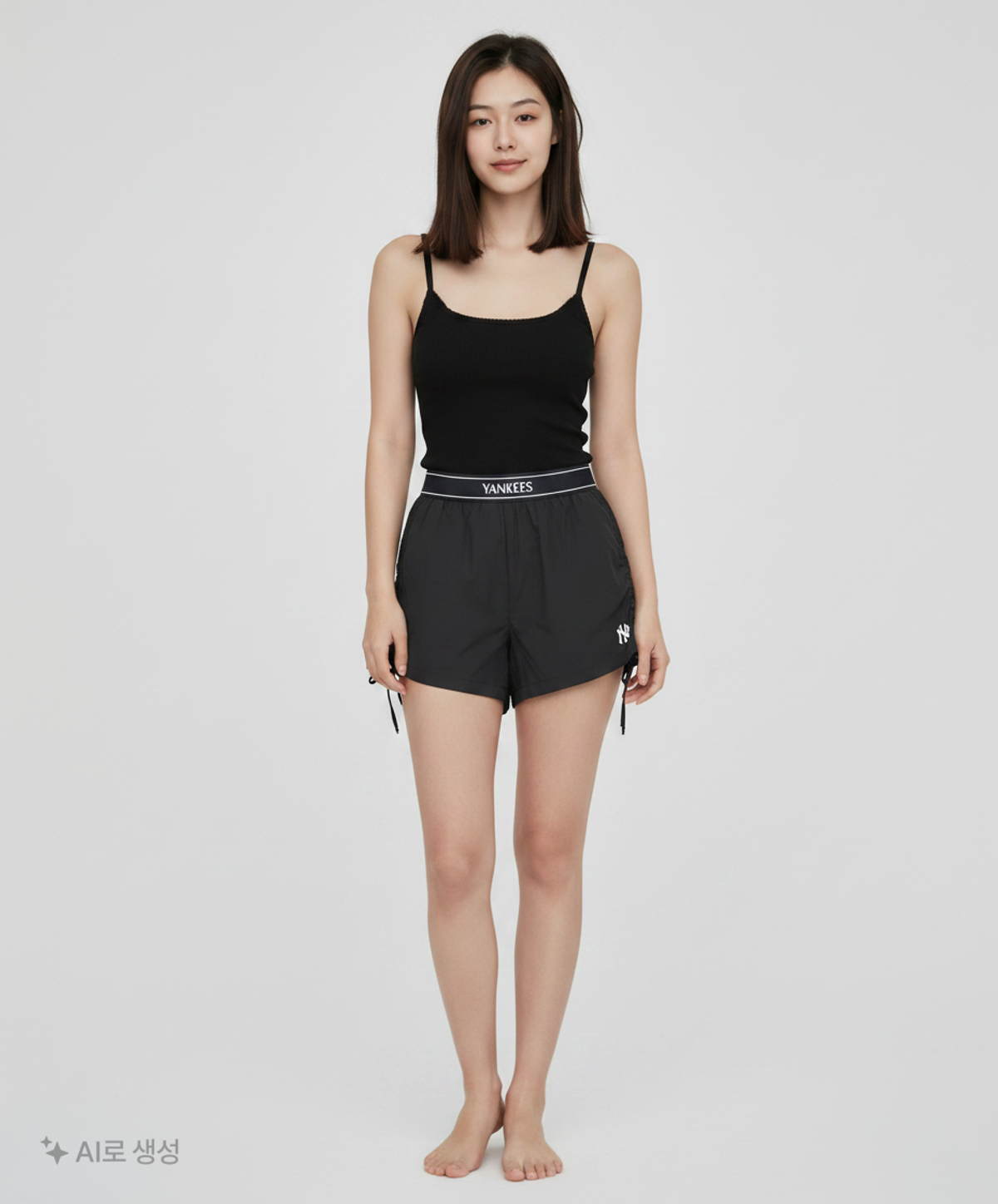 엠엘비(MLB) 여성 베이직 레터링 밴드 3부 반바지 NY (Black) XS