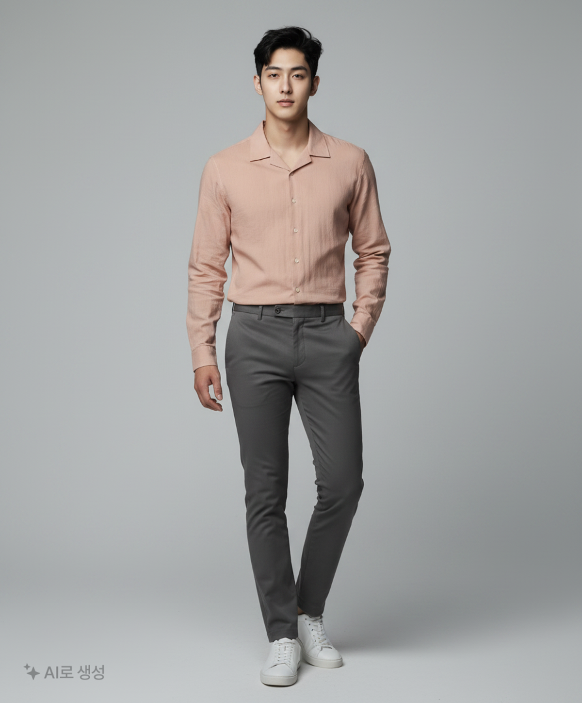아노블리어(ANOBLIR) 루즈핏 오픈카라 텐셀 린넨 셔츠 [페일 핑크] L