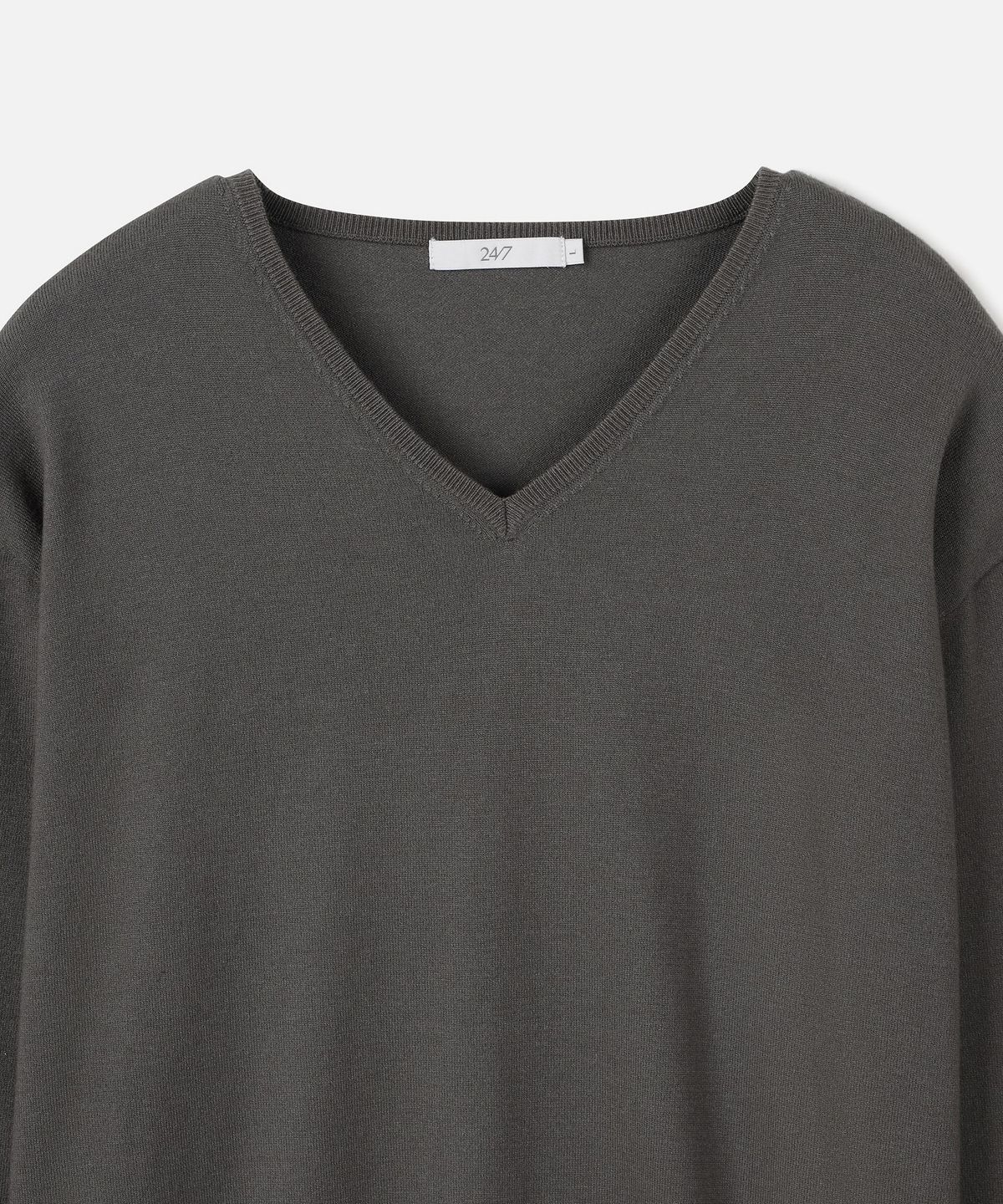 247시리즈(247SERIES) FINE RIBBED 브이넥 12GG 니트 KHAKI
