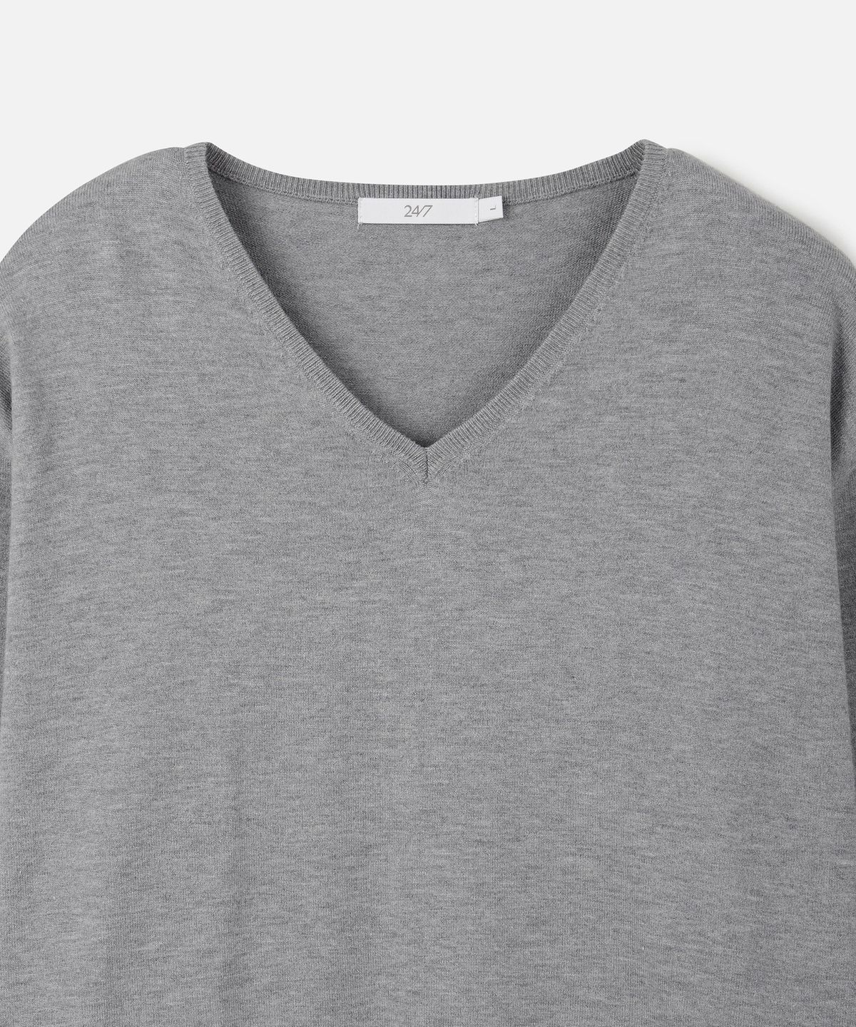 247시리즈(247SERIES) FINE RIBBED 브이넥 12GG 니트 MELANGE GRAY